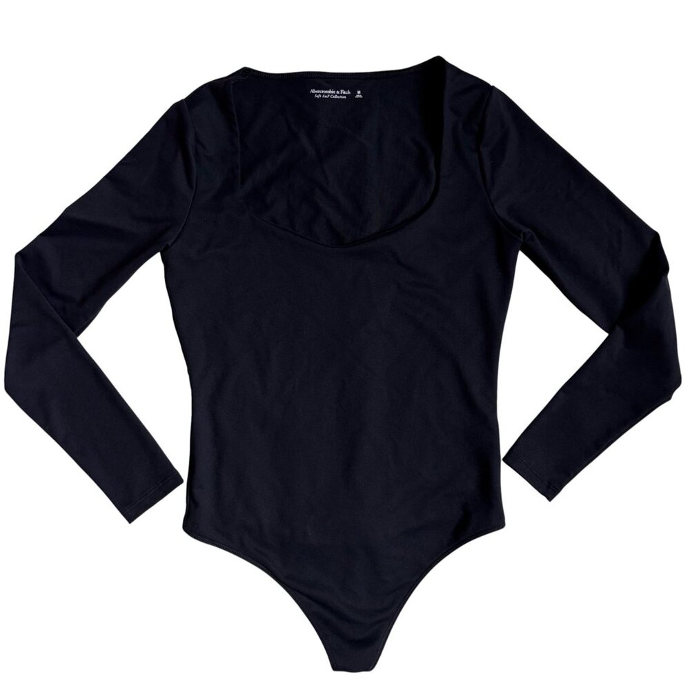 Abercrombie & Fitch Scoopneck Long-Sleeve Bodysuit (Black) - Size Medium